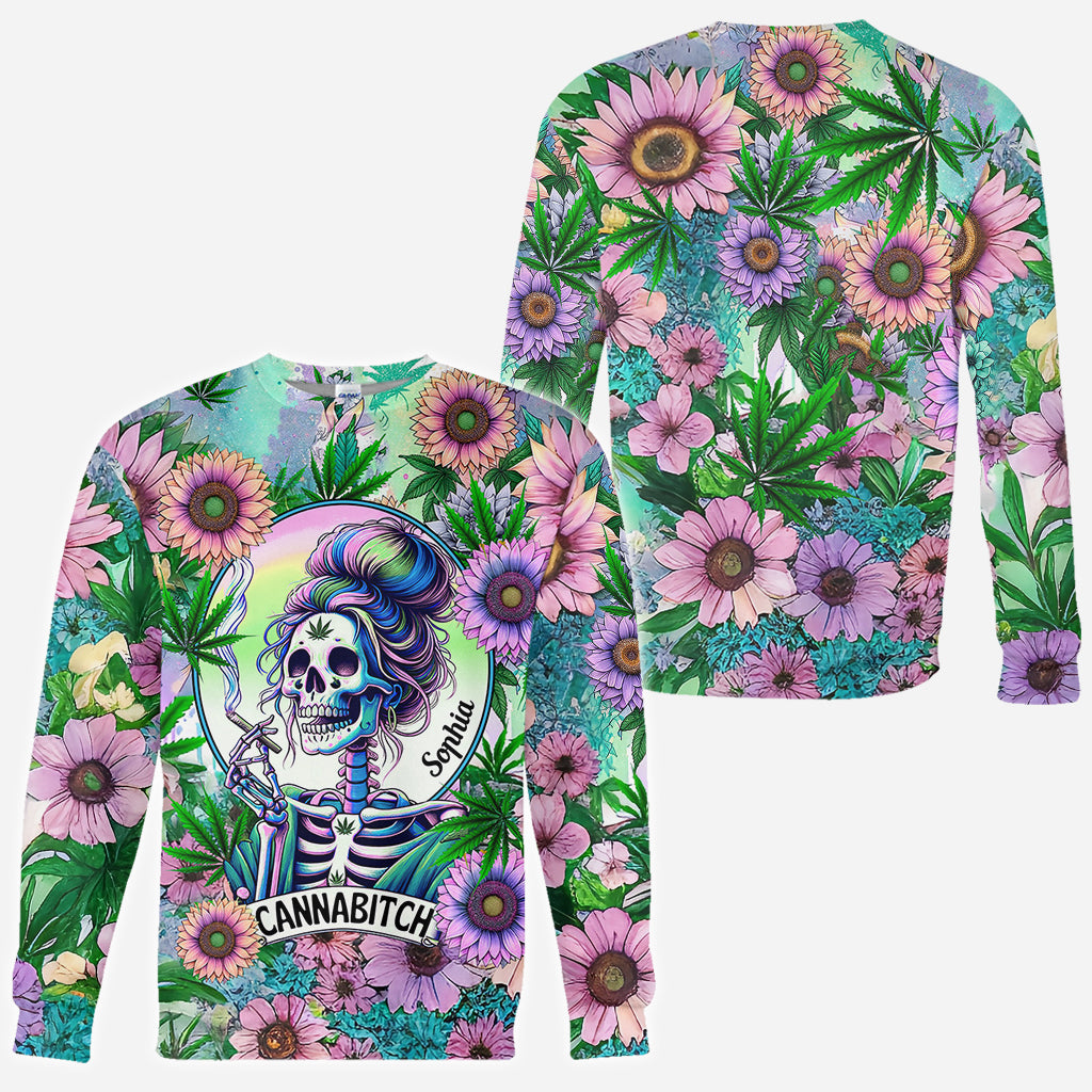 Cannabitch - T-shirt personnalisé avec motif cannabis intégral