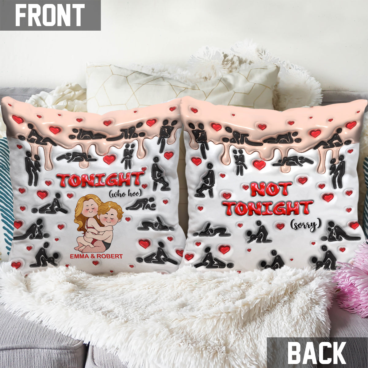 Tonight Who Hoo - Personalized Couple Throw Pillow