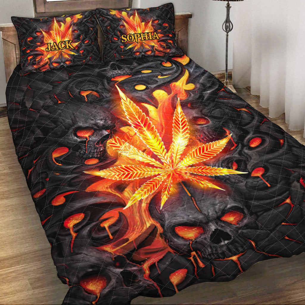 420 Lava Skull - Personalized Weed Quilt Set