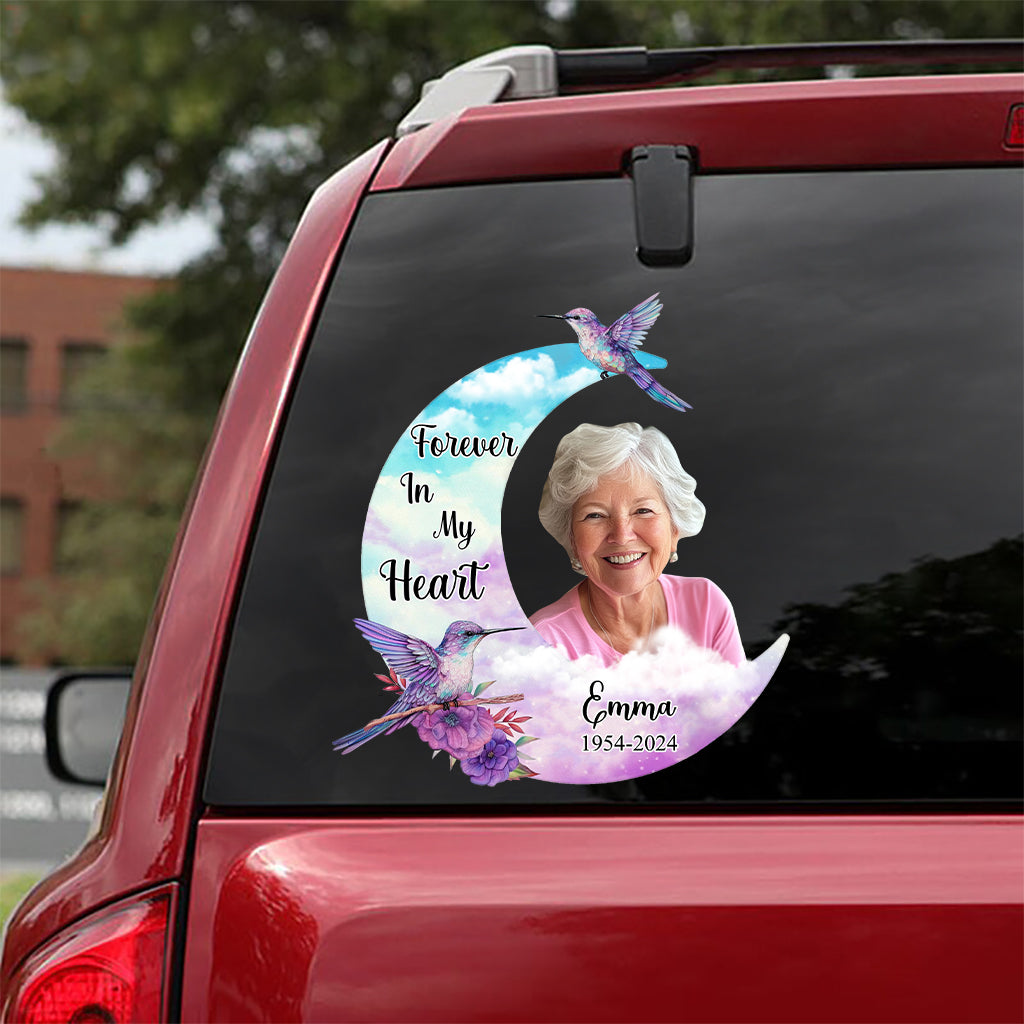 À jamais dans mon cœur - Autocollant commémoratif personnalisé découpé à l'emporte-pièce