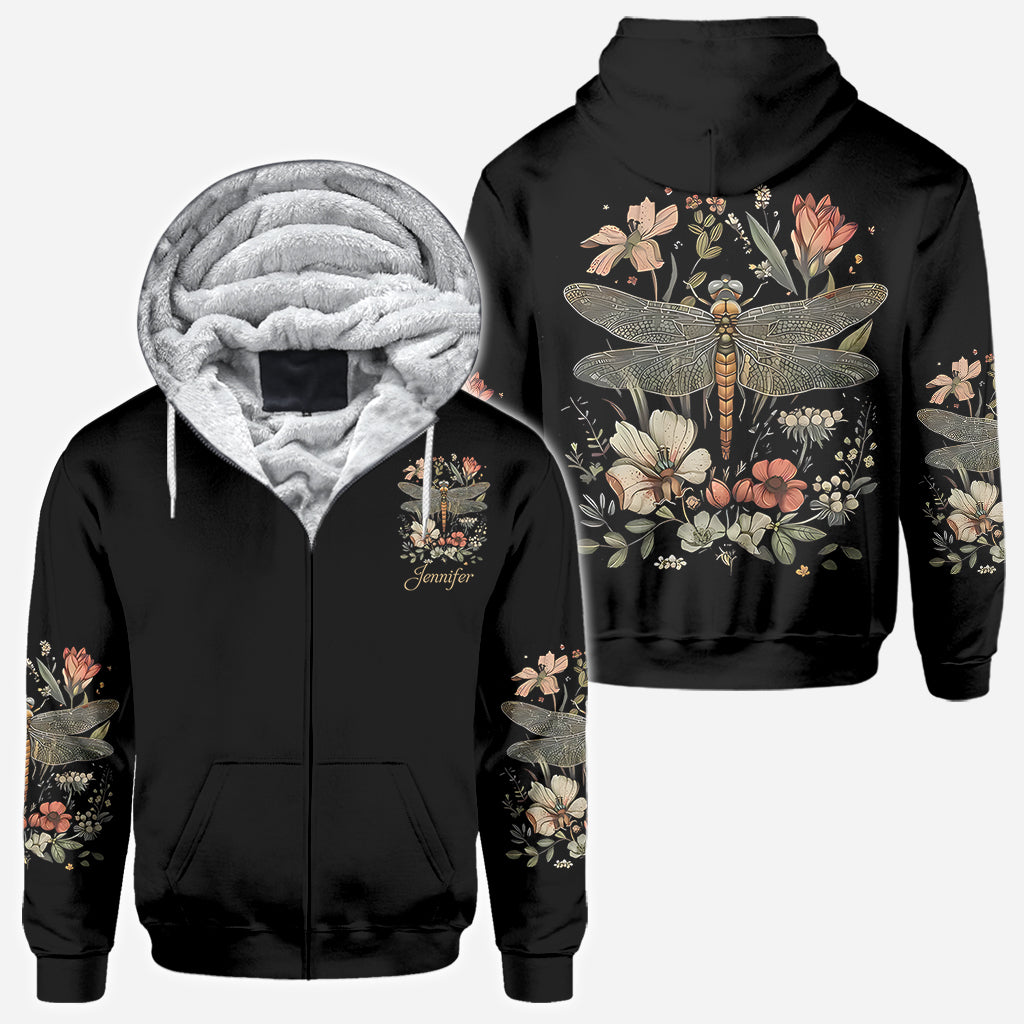Dragonfly & Flowers - Personalized Dragonfly All Over Shirt