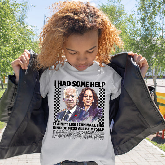 T-shirt Biden Kamala « J'ai eu de l'aide », T-shirt Kamala Harris, T-shirt sarcastique Élection 2024, T-shirt Trump, T-shirt politique humoristique « J'ai eu de l'aide », T-shirt patriotique