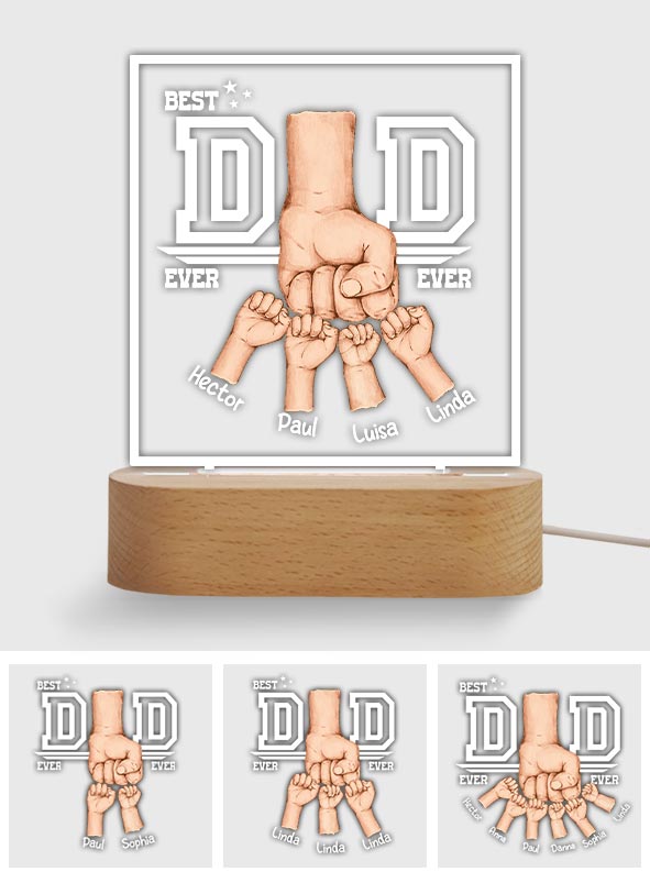 Meilleur papa du monde - Plaque lumineuse personnalisée en forme de papa