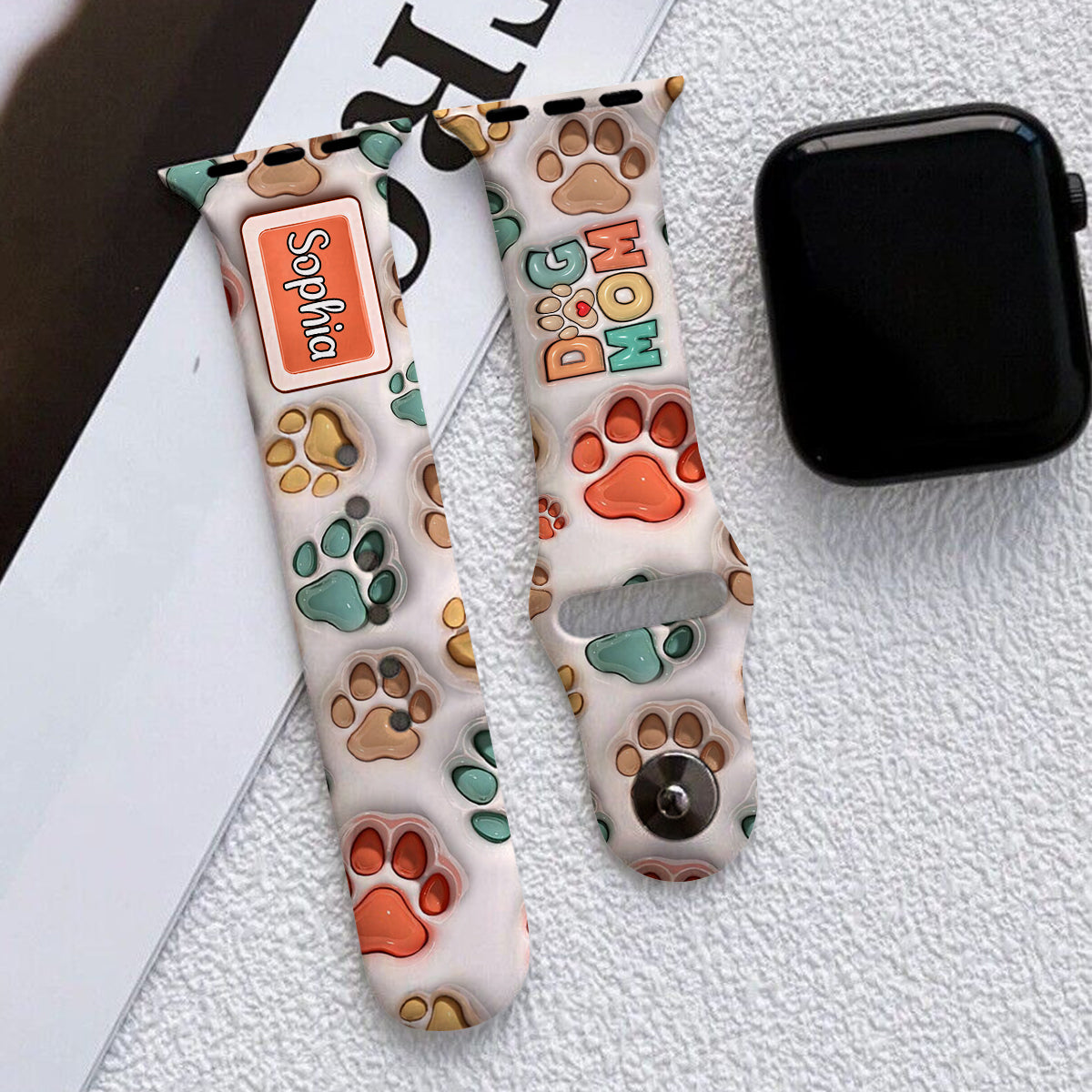 Meilleure maman de chien et meilleur papa de chat au monde - Bracelet Apple Watch personnalisé pour chien