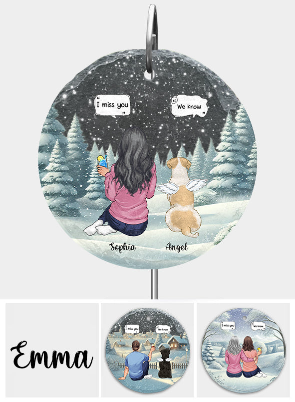 Tu me manques - Ardoise ronde personnalisée pour chien à suspendre au jardin