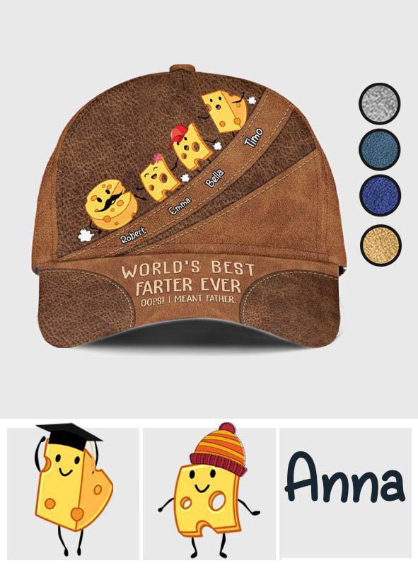 Casquette classique personnalisée « Meilleur péteur du monde » (avec fromage humoristique)