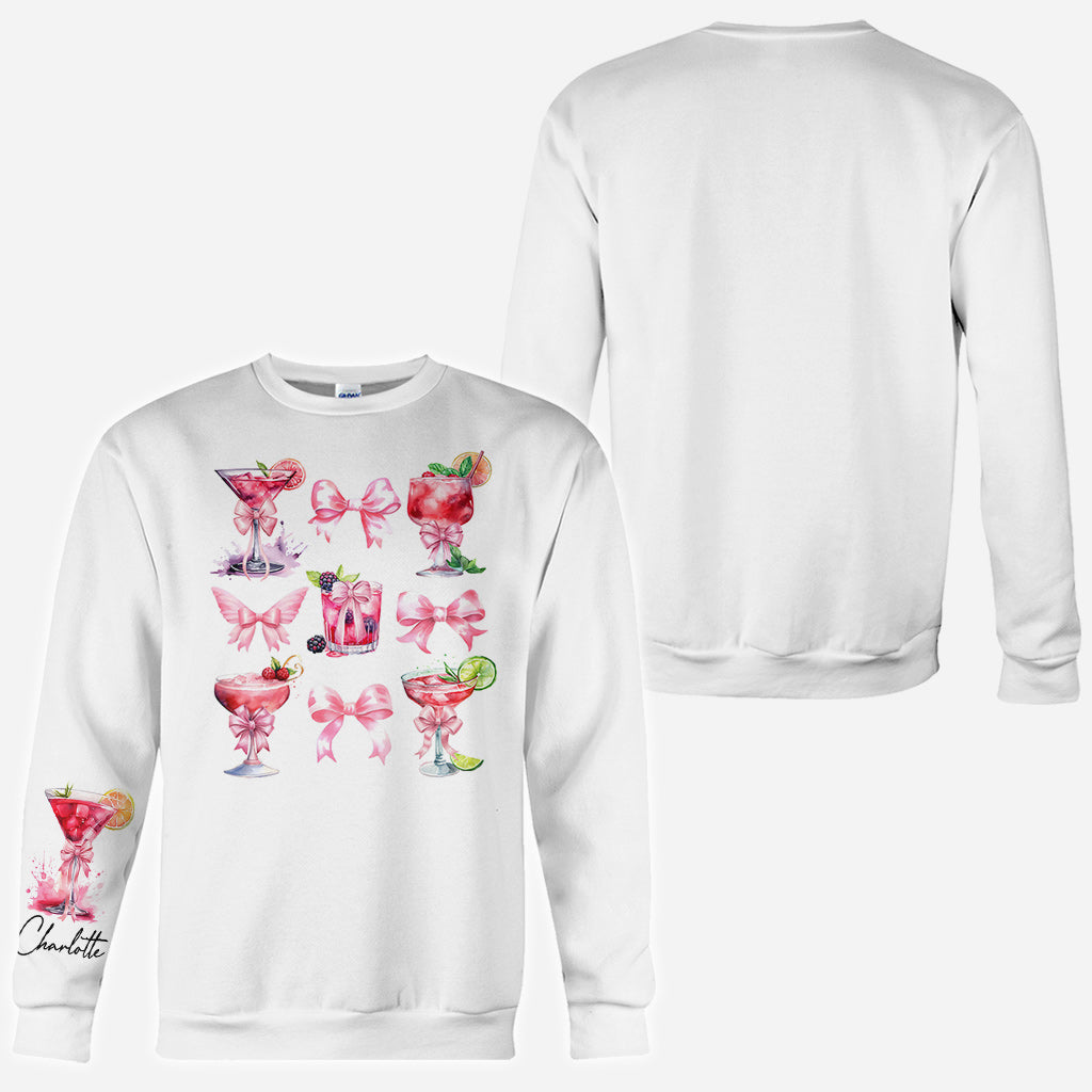 Économisez l'eau, buvez des cocktails, Coquette Girly - T-shirt personnalisé cocktail intégral