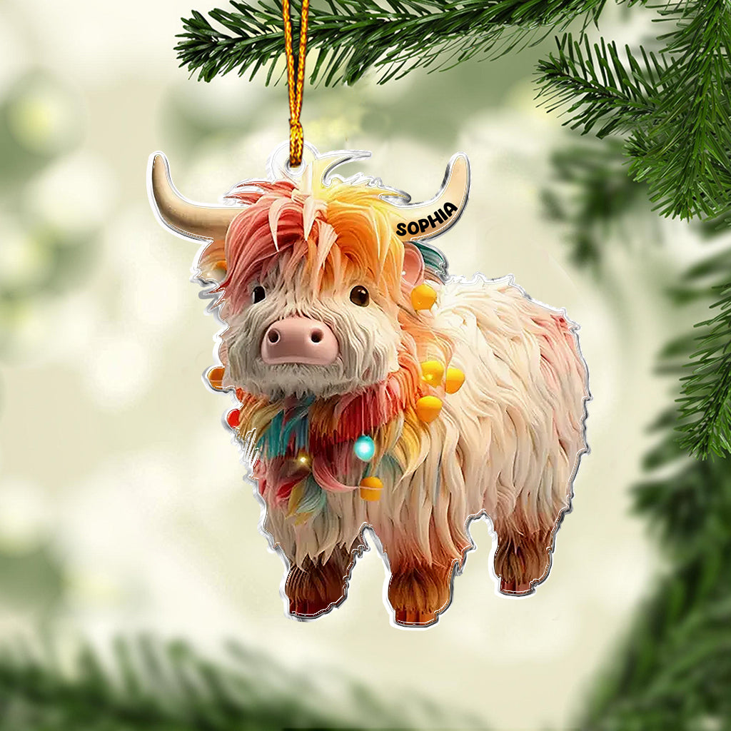 Love Highland Cows - Personalized Custom Shaped Ornament