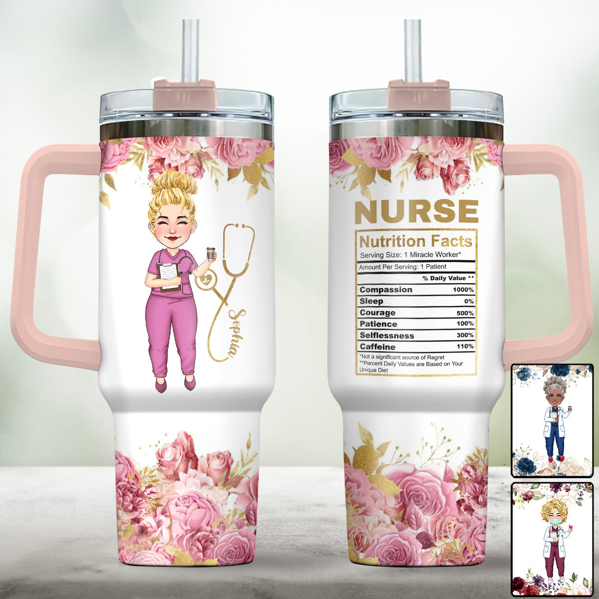 Informations nutritionnelles pour infirmières - Gobelet isotherme personnalisé avec poignée