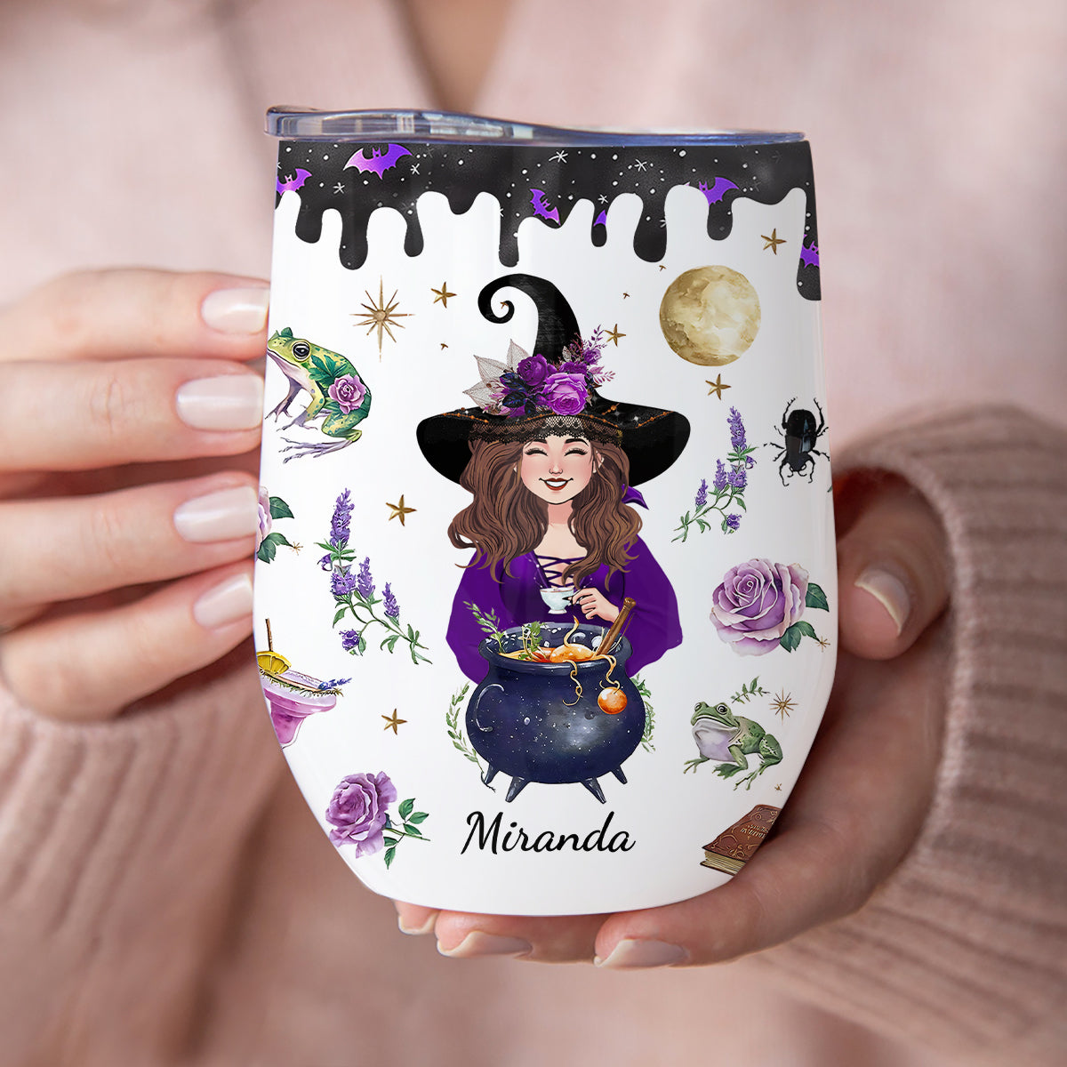 This Witch Need Coffee Before Any Hocus Pocus - Personalized Witch Wine Tumbler