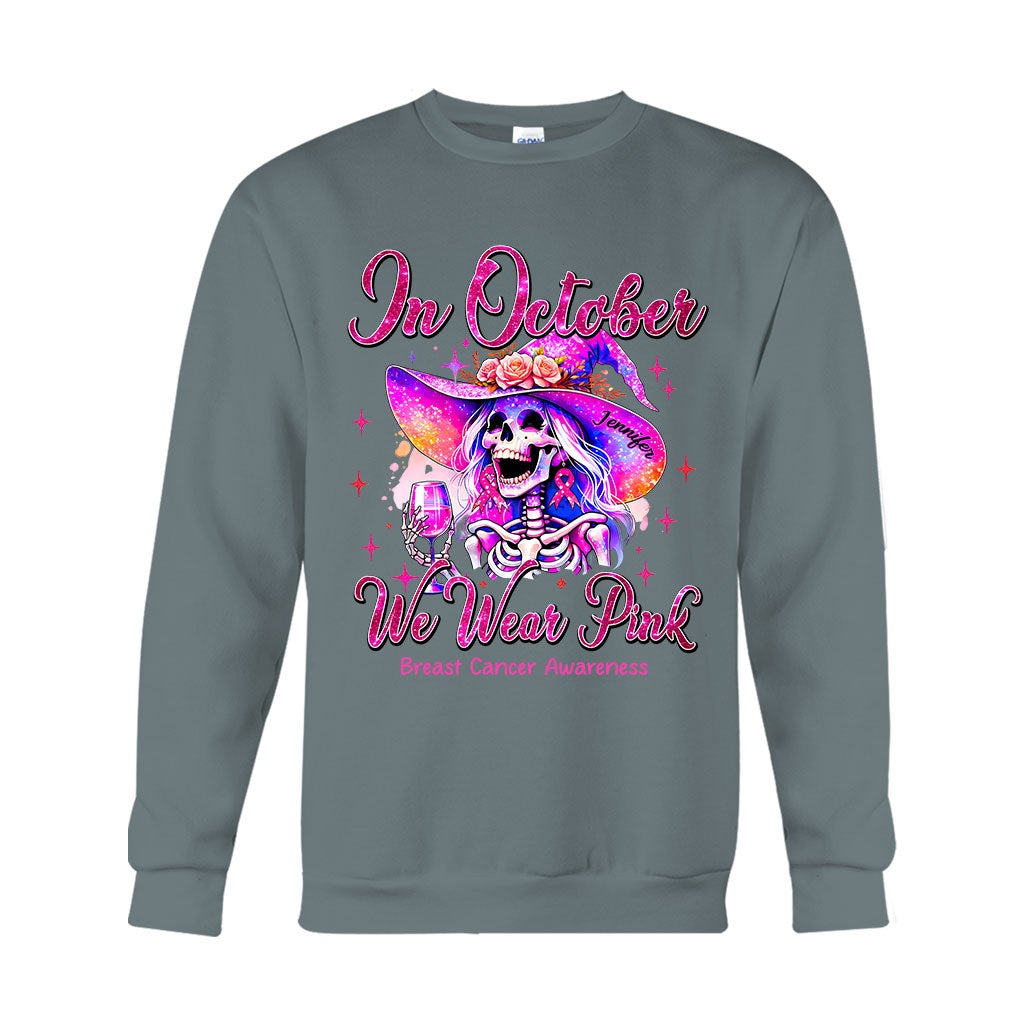 En octobre, on porte du rose - T-shirt et sweat à capuche personnalisés pour la sensibilisation au cancer du sein