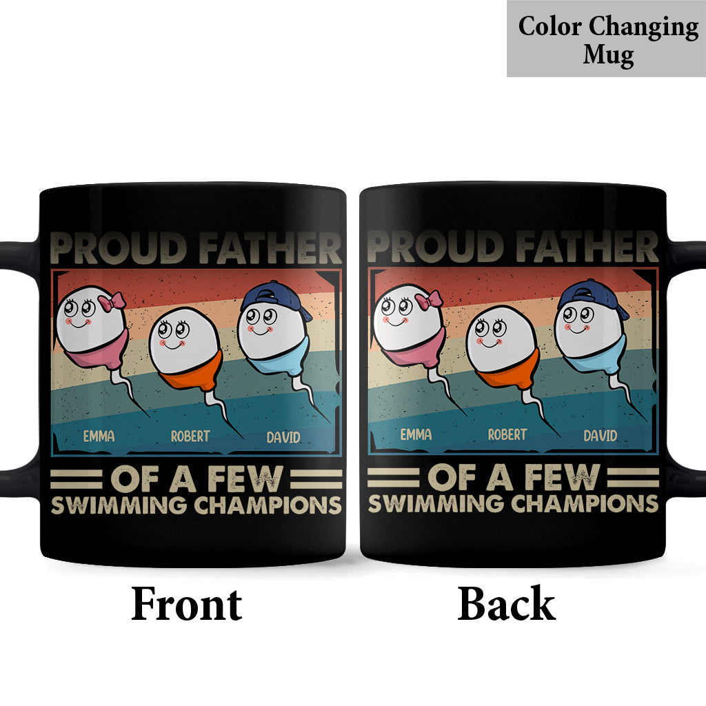 Mug personnalisé « Fier papa, père de plusieurs champions de natation »