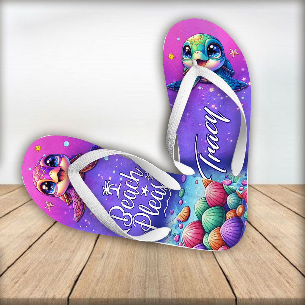 Salty Lil Beach Cutie Turles - Personalized Turtle Flip Flops