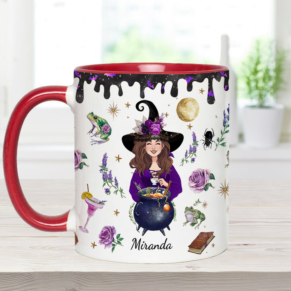 This Witch Need Coffee Before Any Hocus Pocus - Personalized Witch Accent Mug