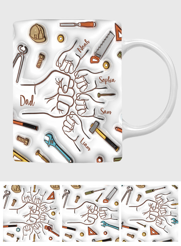 Mug personnalisé « Père et enfants se font un check » - Mug papa