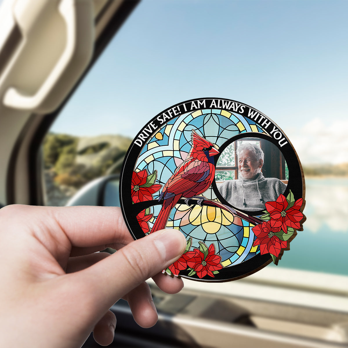 Conduis prudemment, je suis toujours avec toi - Clip de pare-soleil de voiture personnalisé en forme de mémorial