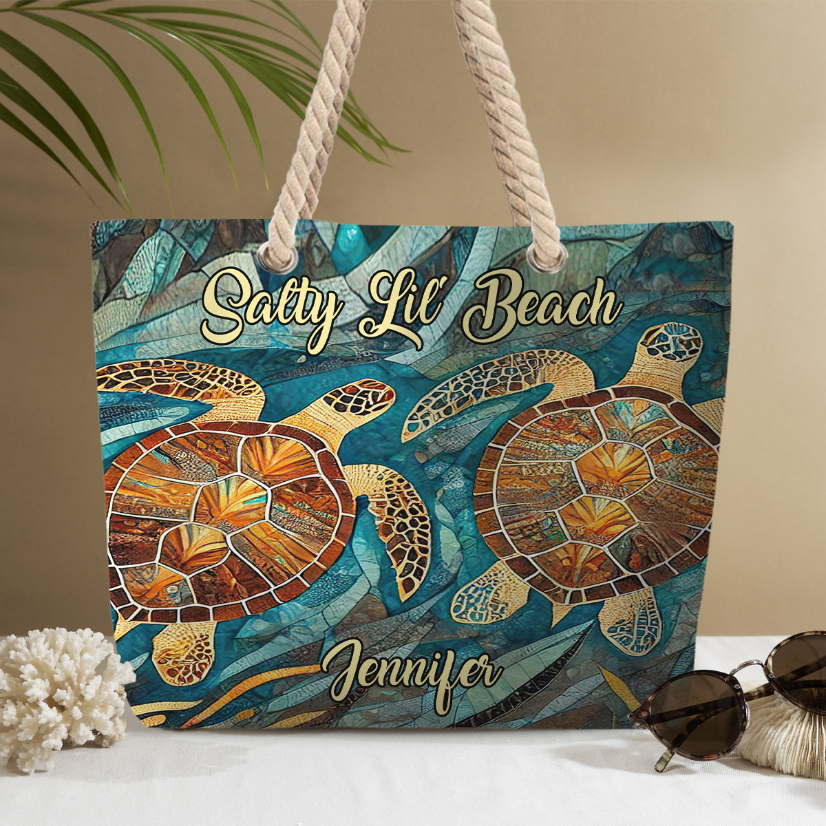 Salty Lil Beach - Personalized Turtle Beach Bag