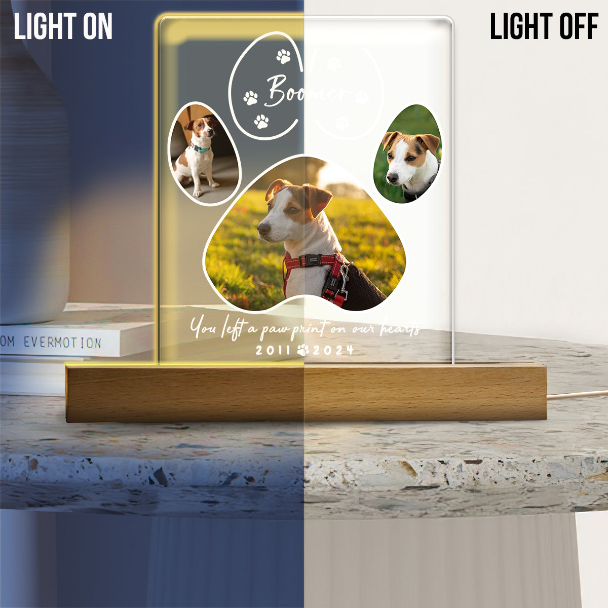 Tu as laissé une empreinte de patte - Veilleuse LED personnalisée en forme de chien
