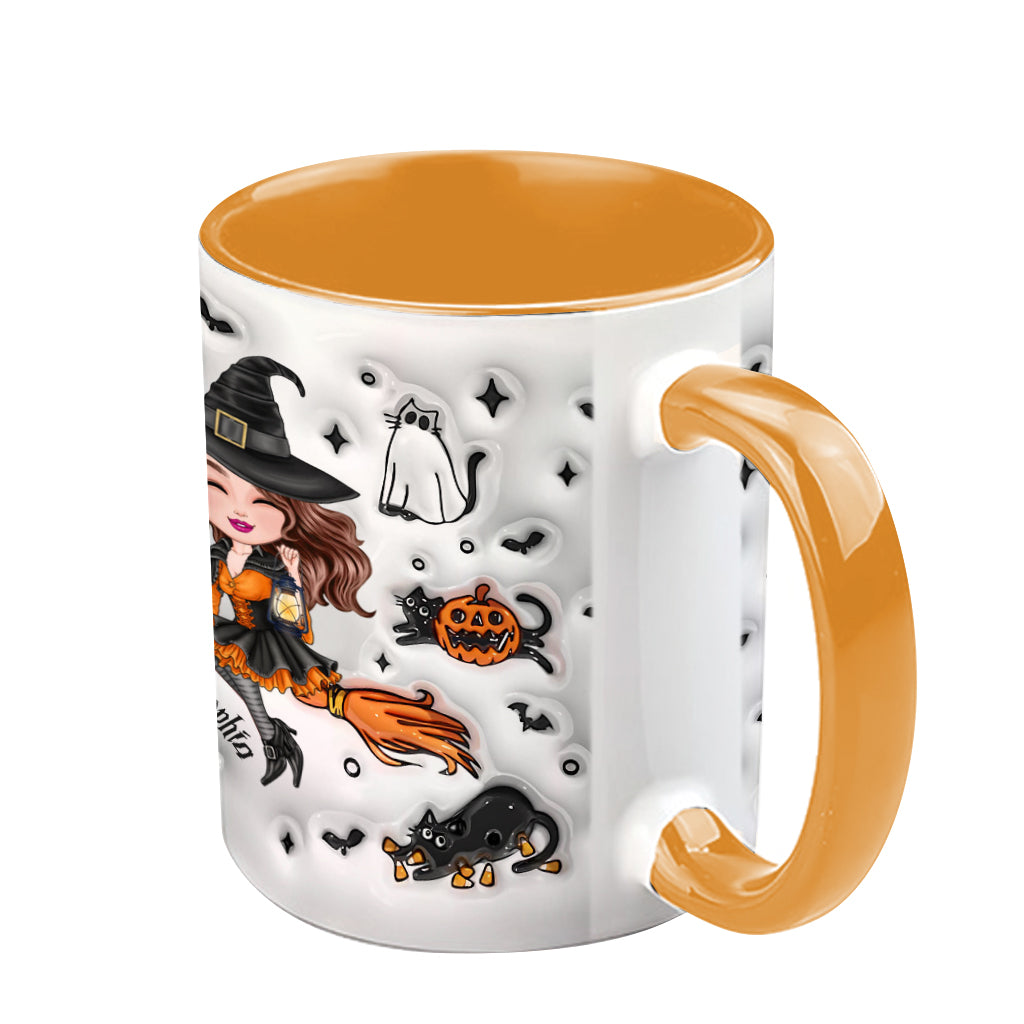 Cute Witch Halloween Ghost Boo Cat - Personalized Witch Accent Mug