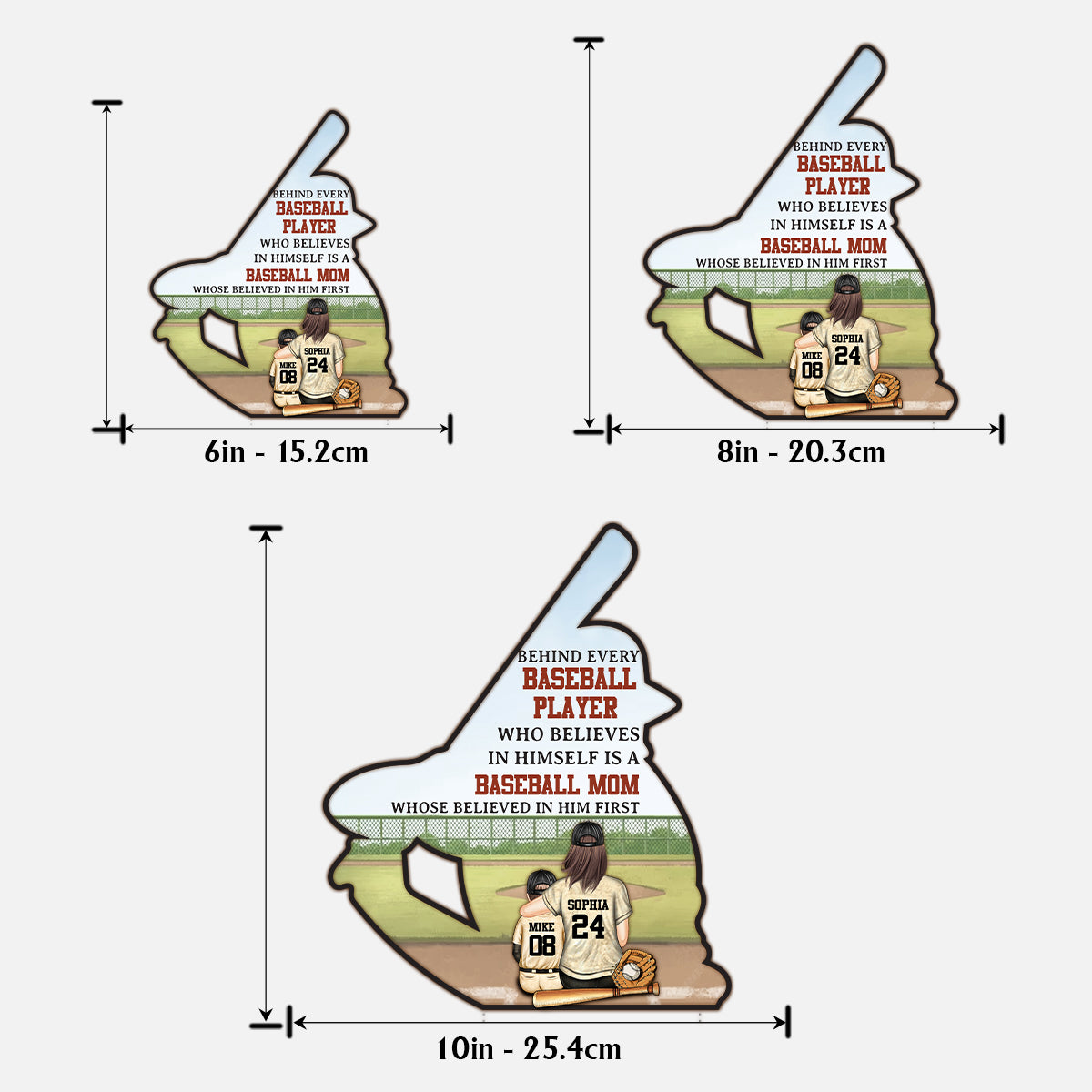 Maman/Papa ​​de baseball - Plaque en bois personnalisée à 2 couches