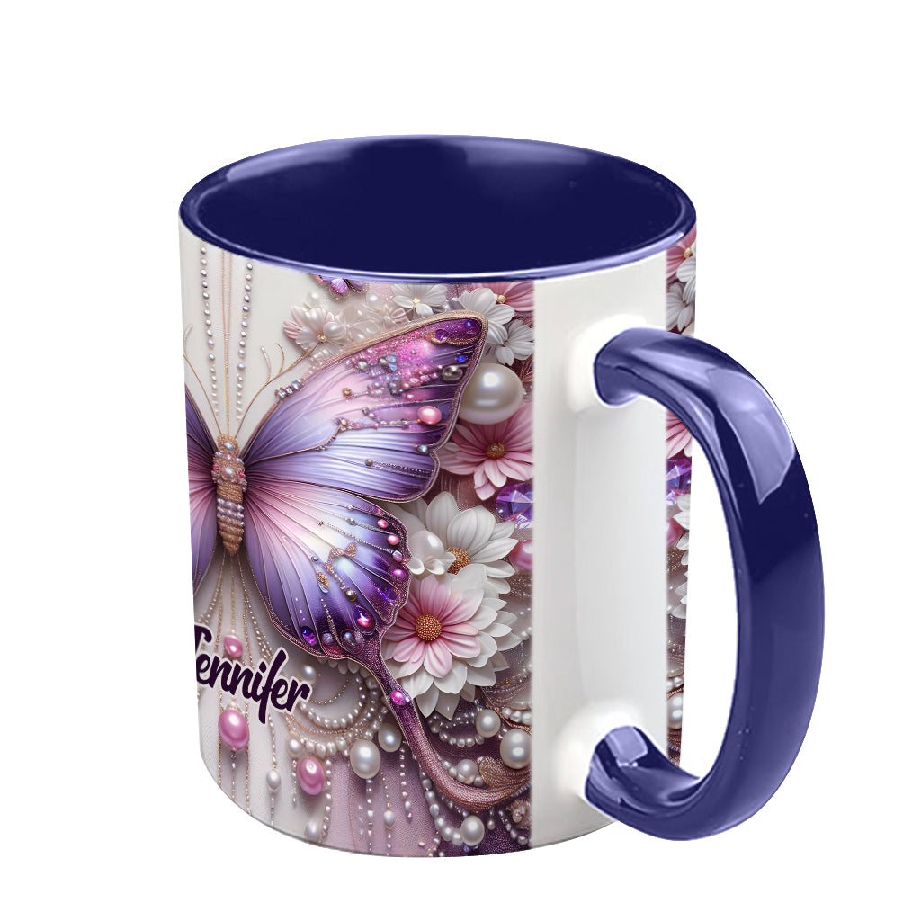 Floral Butterflies - Personalized Butterfly Accent Mug