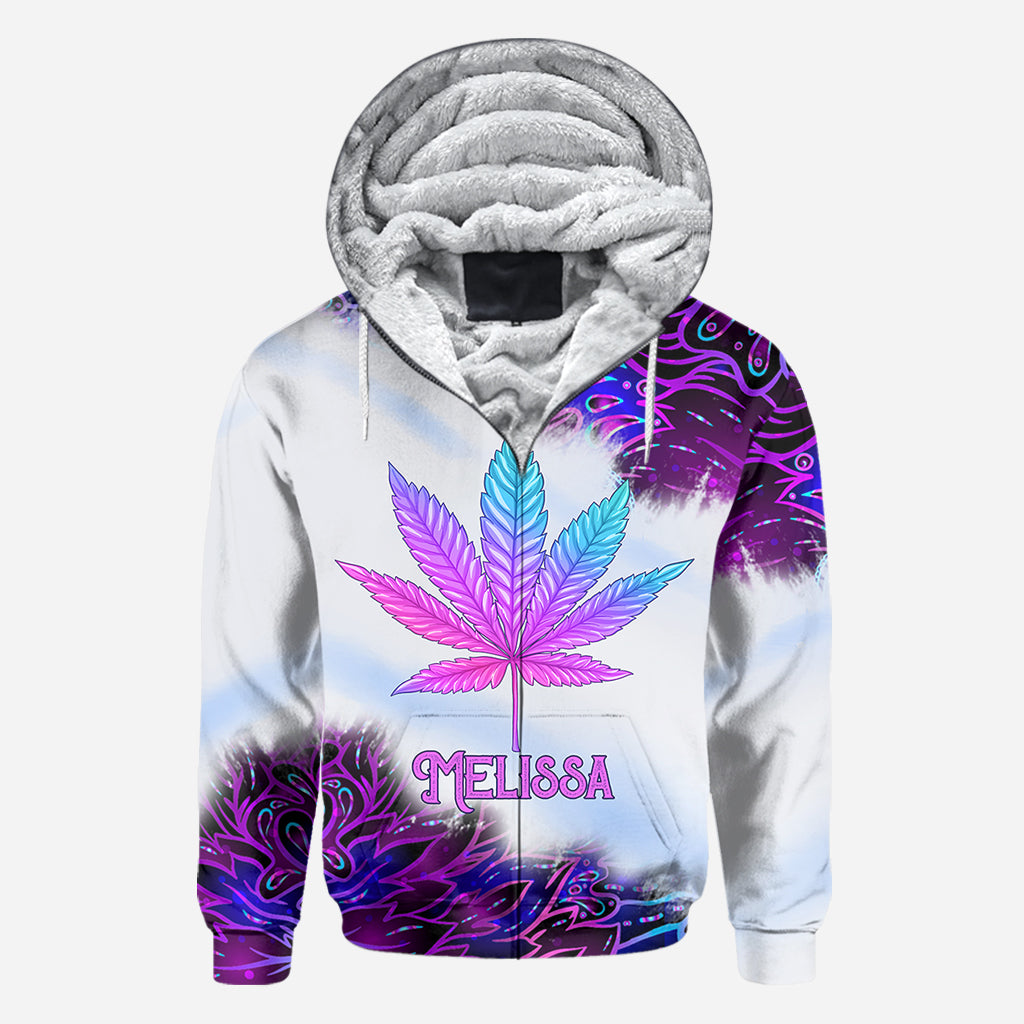 Purple Gradient Psychedelic Leaf - Personalized Weed All Over Shirt