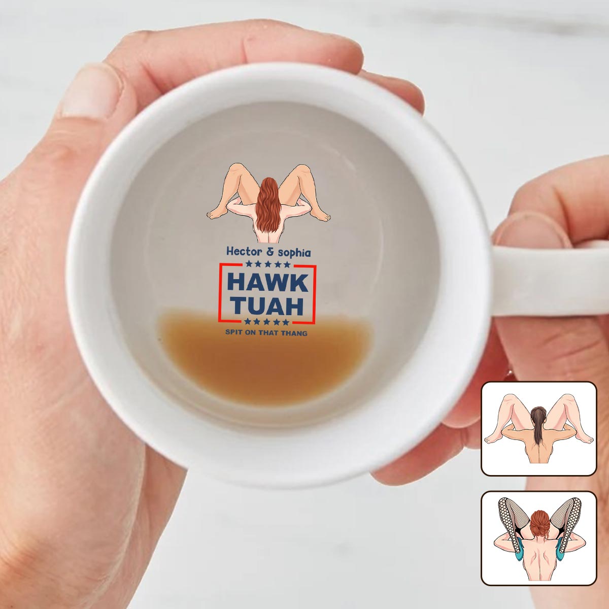 Mug Hawk Tuah - Message caché personnalisé pour couple