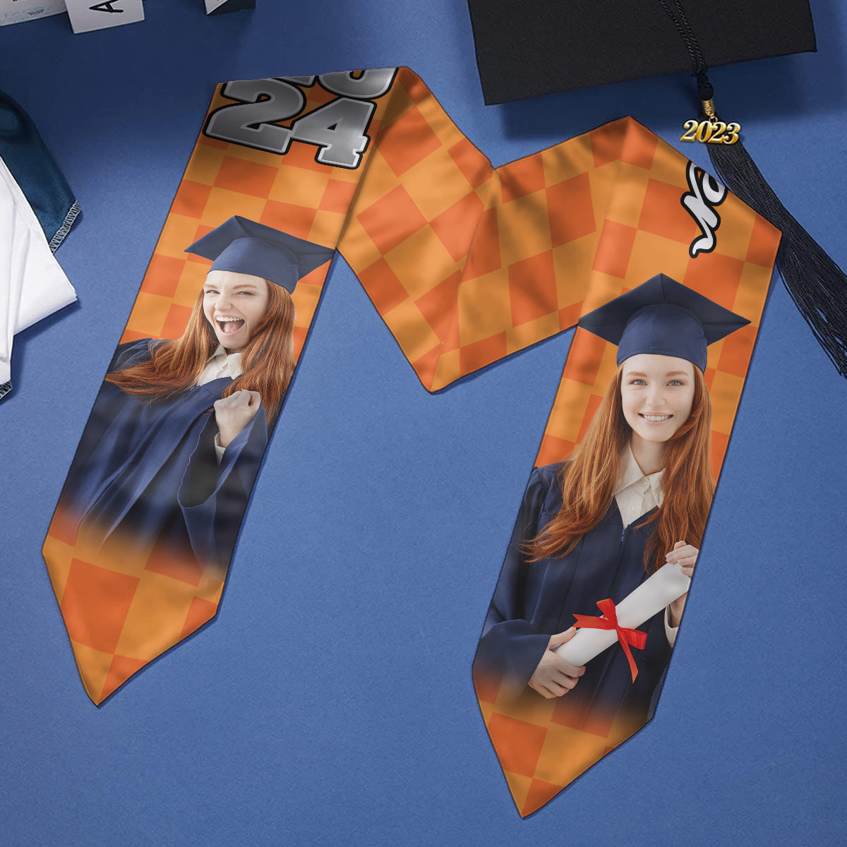 Écharpe de remise de diplôme personnalisée avec photo - Étole de remise de diplôme personnalisée 