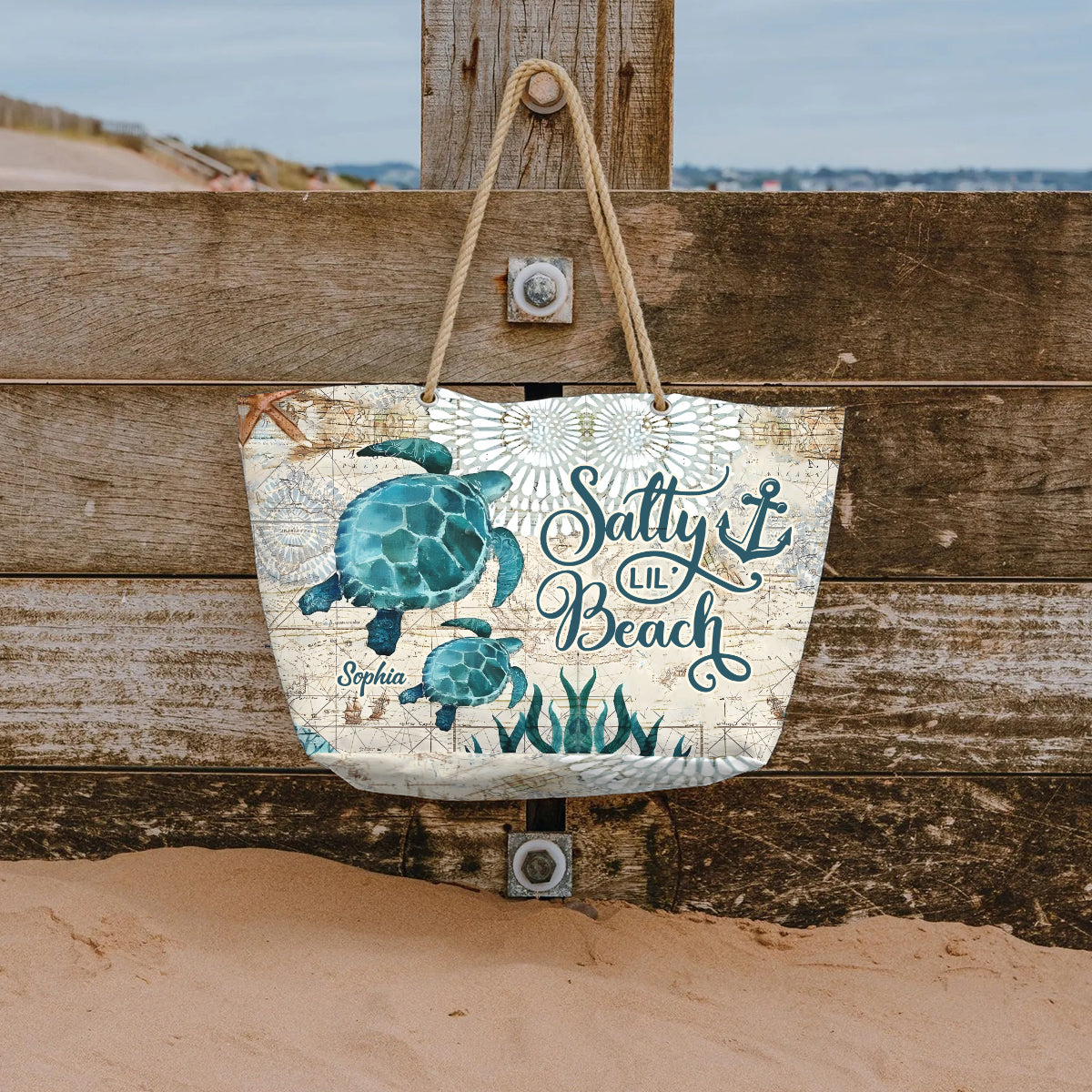 Salty Lil' Beach - Personalized Turtle Beach Bag