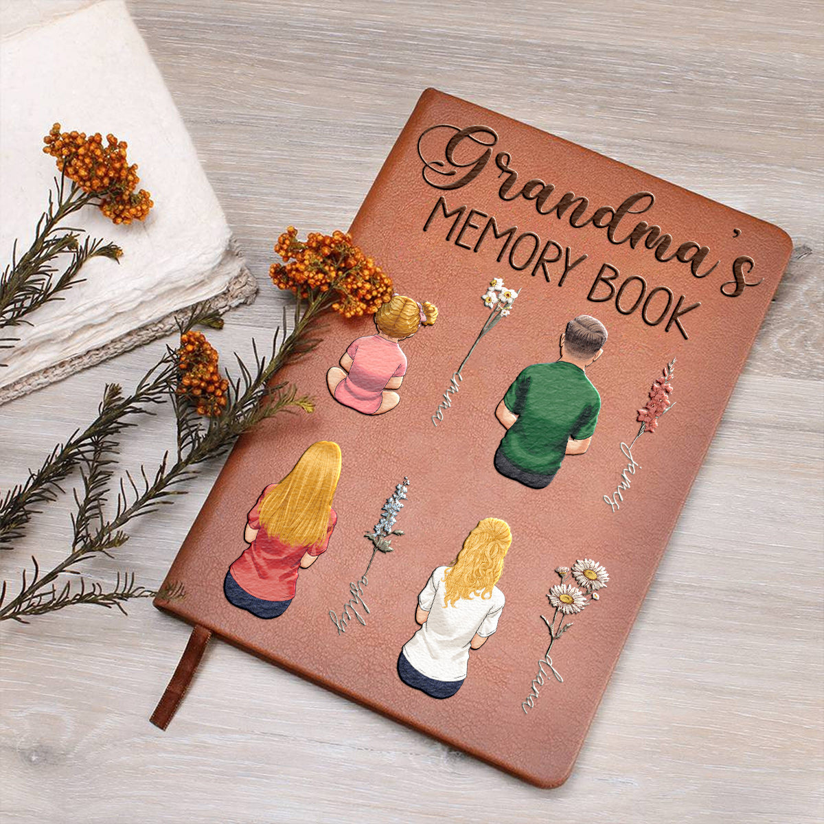 Grandma's Memory Book - Personalized Grandma Leather Journal