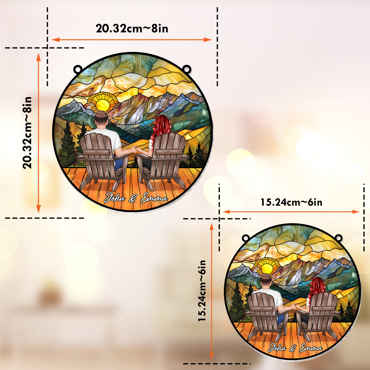 Toi et moi, on y arrive - Attrape-soleil personnalisé pour couple, à suspendre à la fenêtre 