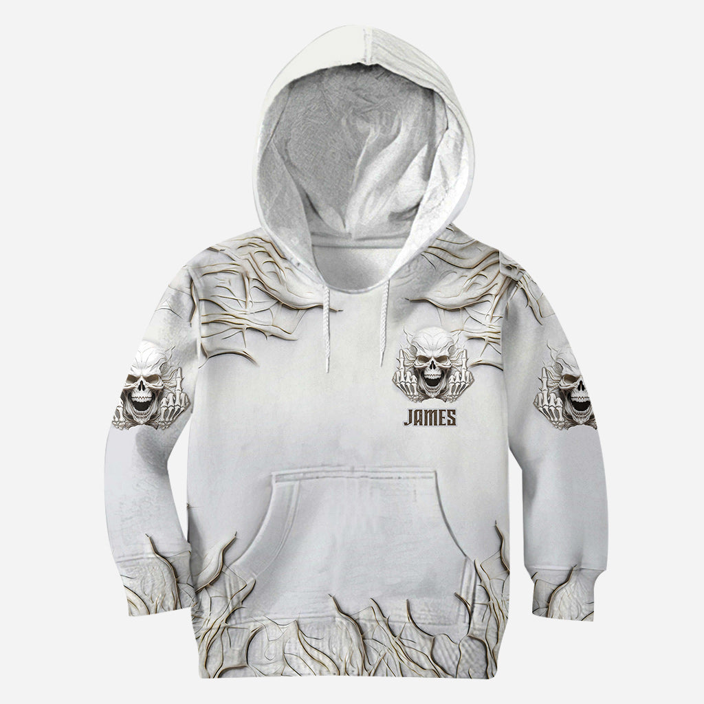 T-shirt personnalisé à motif crâne blanc sarcastique - T-shirt intégral à motif crâne