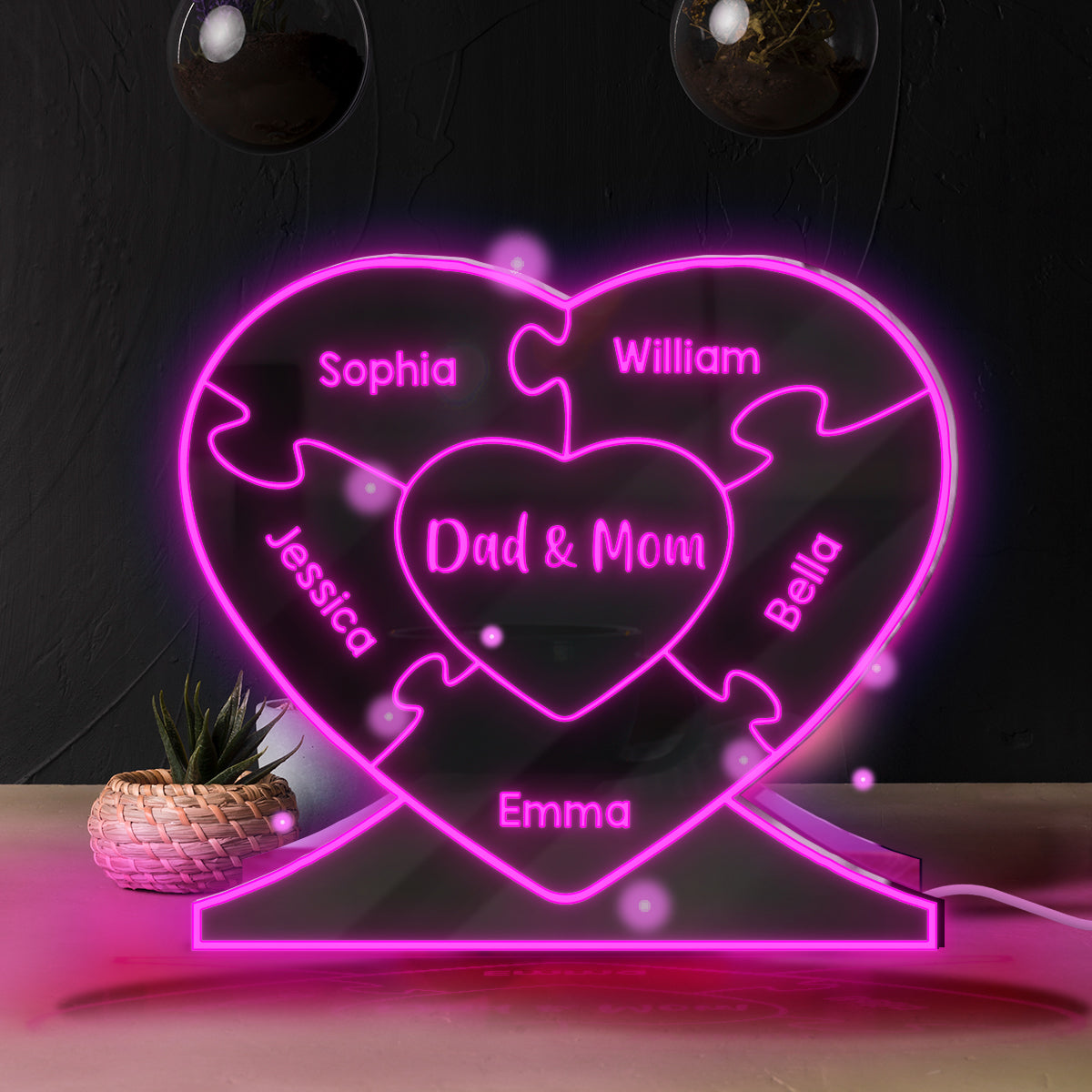 Heart Family - Personalized Family Mirror Light