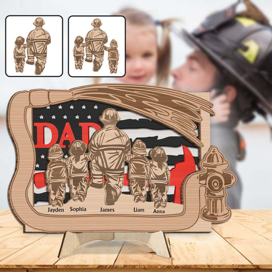 L'équipe de papa - Plaque en bois personnalisée « Papa » à 2 couches