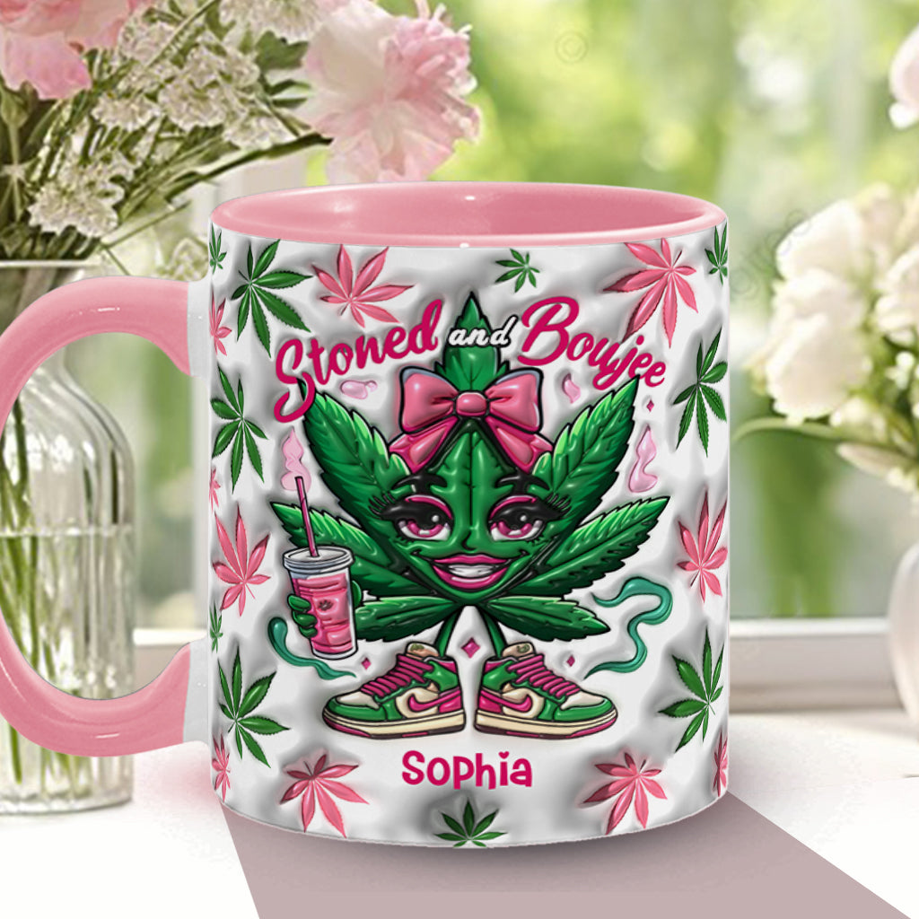 Mug personnalisé « Stoned And Boujee » avec motif cannabis