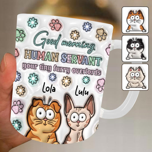 Bonjour Chat Serviteur Humain - Mug Chat Personnalisé