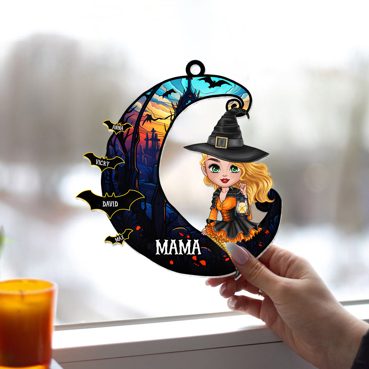Spooky Mom - Personalized Mother Window Hanging Suncatcher Ornament