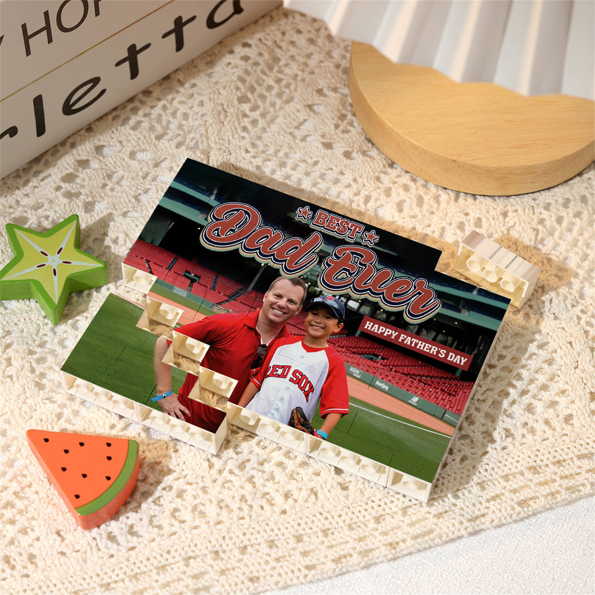 Meilleur papa du monde - Blocs de construction rectangulaires horizontaux personnalisés pour papa (face unique)