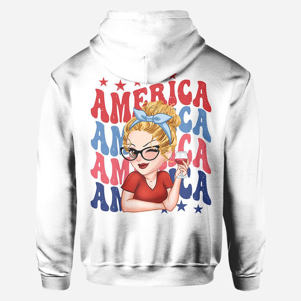 T-shirt personnalisé American Girly pour la fête nationale américaine (4 juillet).