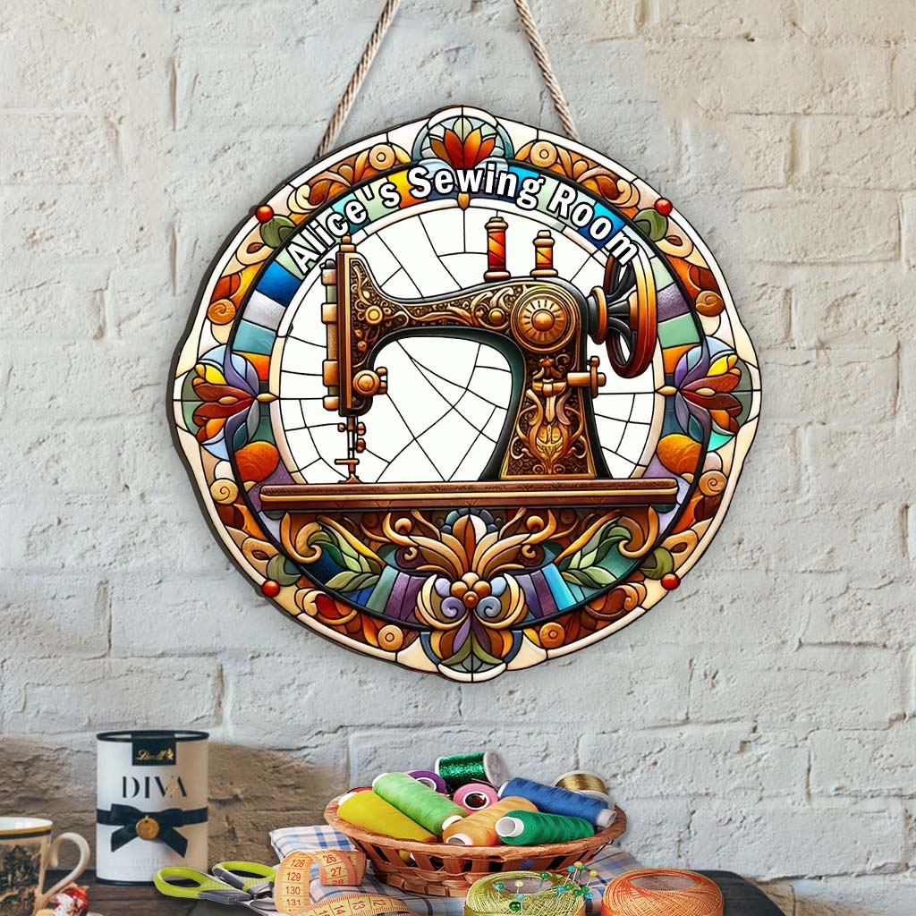 Atelier de couture à votre nom - Panneau en bois personnalisé sur mesure