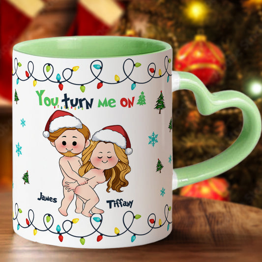Tu m'excites - Mug personnalisé pour couple avec anse en forme de cœur