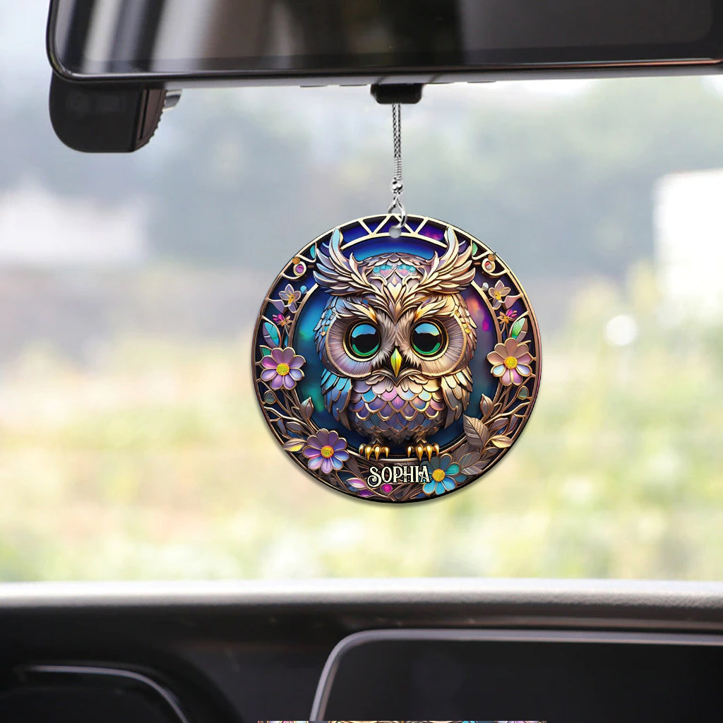 Hibou coloré - Ornement de voiture hibou personnalisé