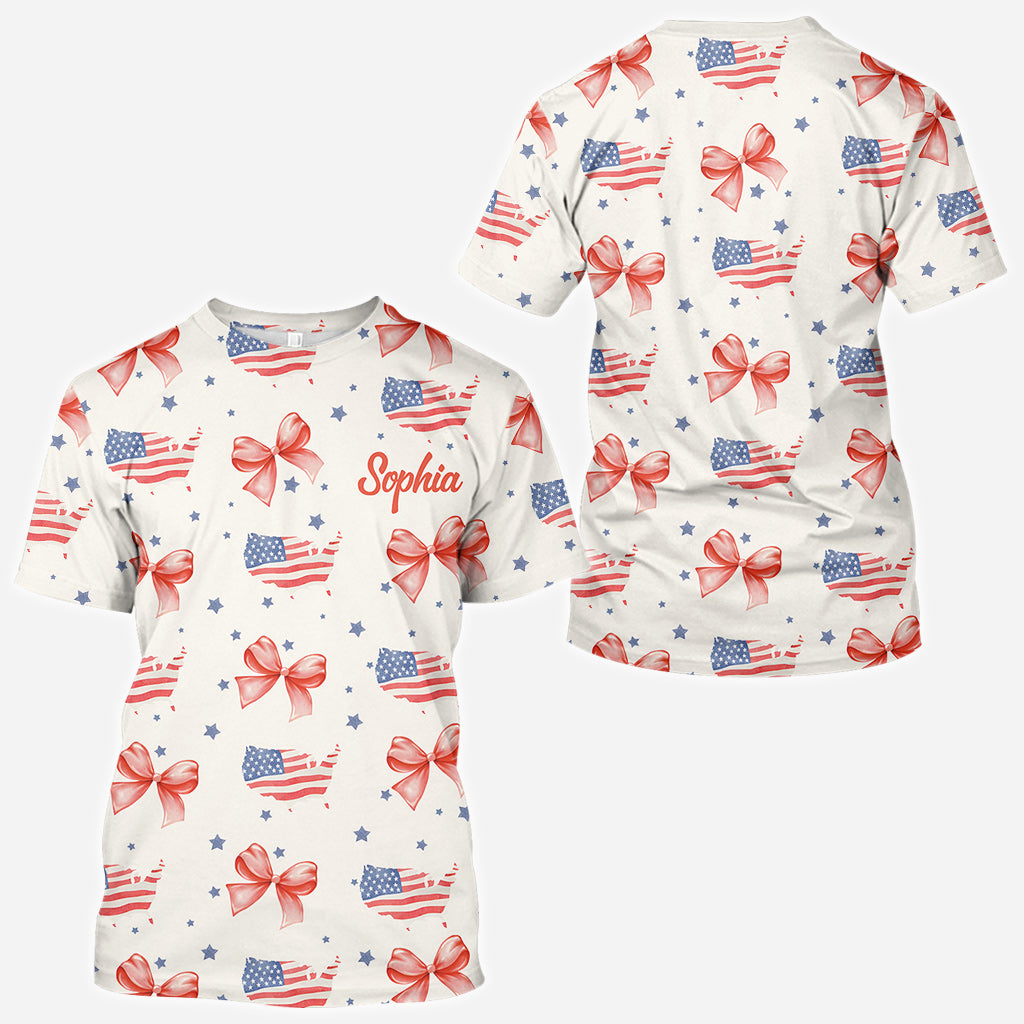 T-shirt Coquette American Girl personnalisé pour la fête nationale américaine (4 juillet)