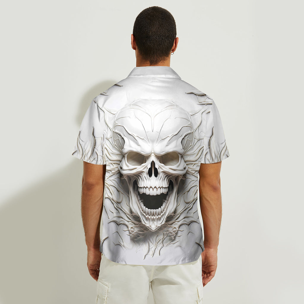 Chemise hawaïenne personnalisée à motif crâne noir