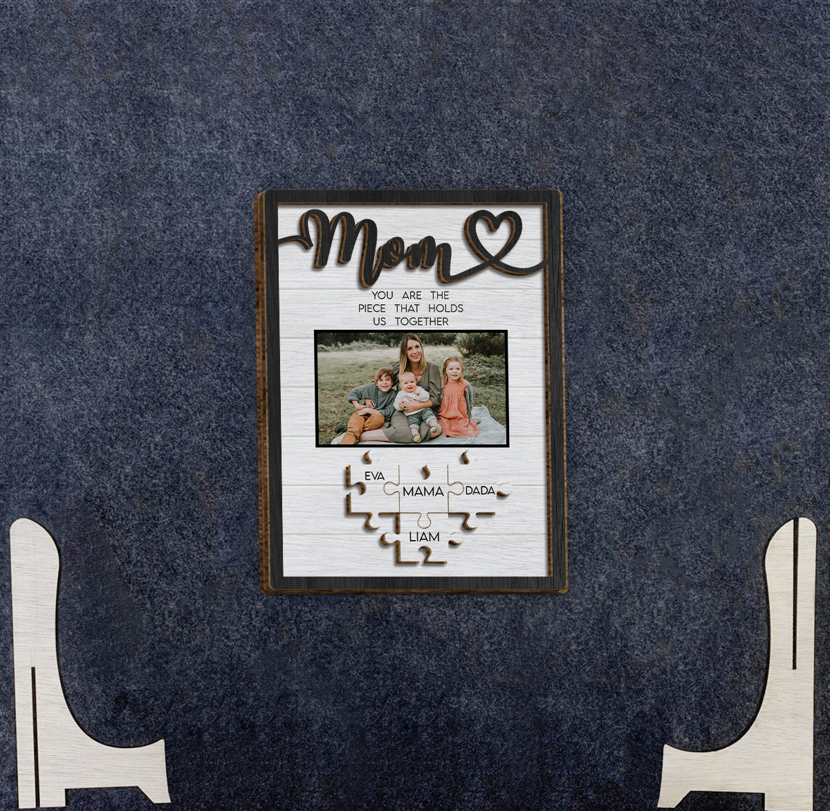 Maman, tu es le pilier de notre couple - Plaque en bois personnalisée à 2 couches « Maman »