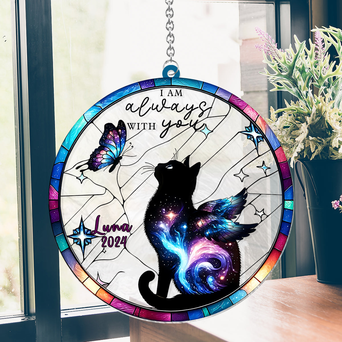 I Am Always With You - Personalized Cat Window Hanging Suncatcher Ornament