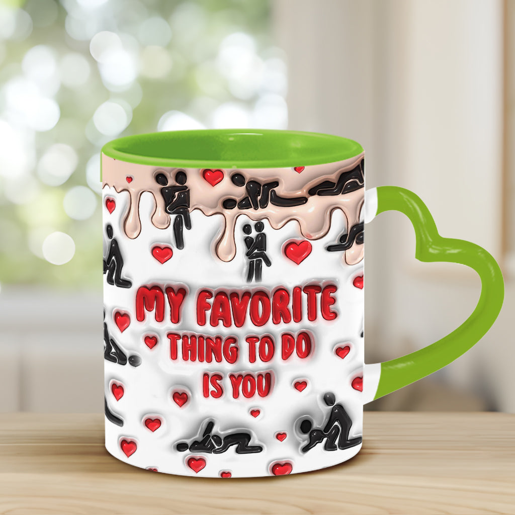 Ma chose préférée à faire, c'est toi - Mug personnalisé pour couple avec anse en forme de cœur