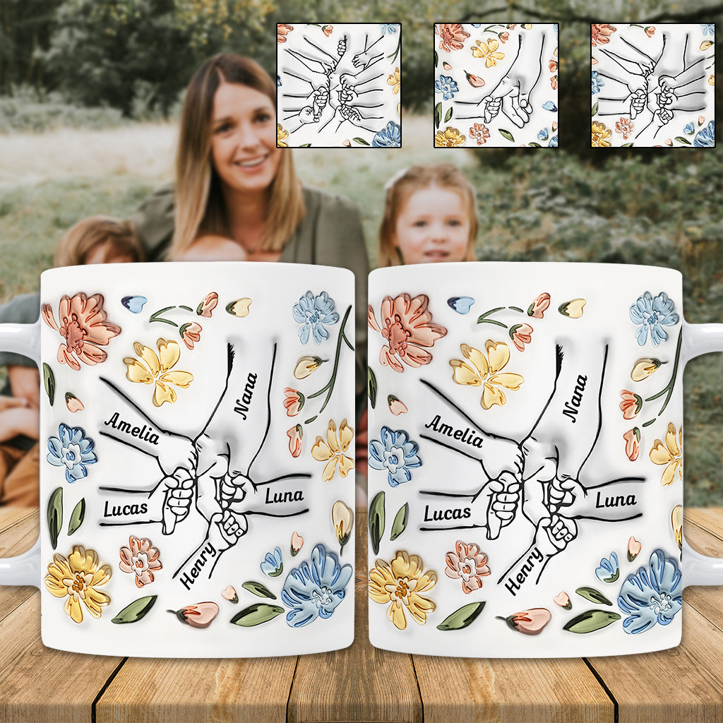 Mom's Love Hands Holding - Personalized Mother Mug