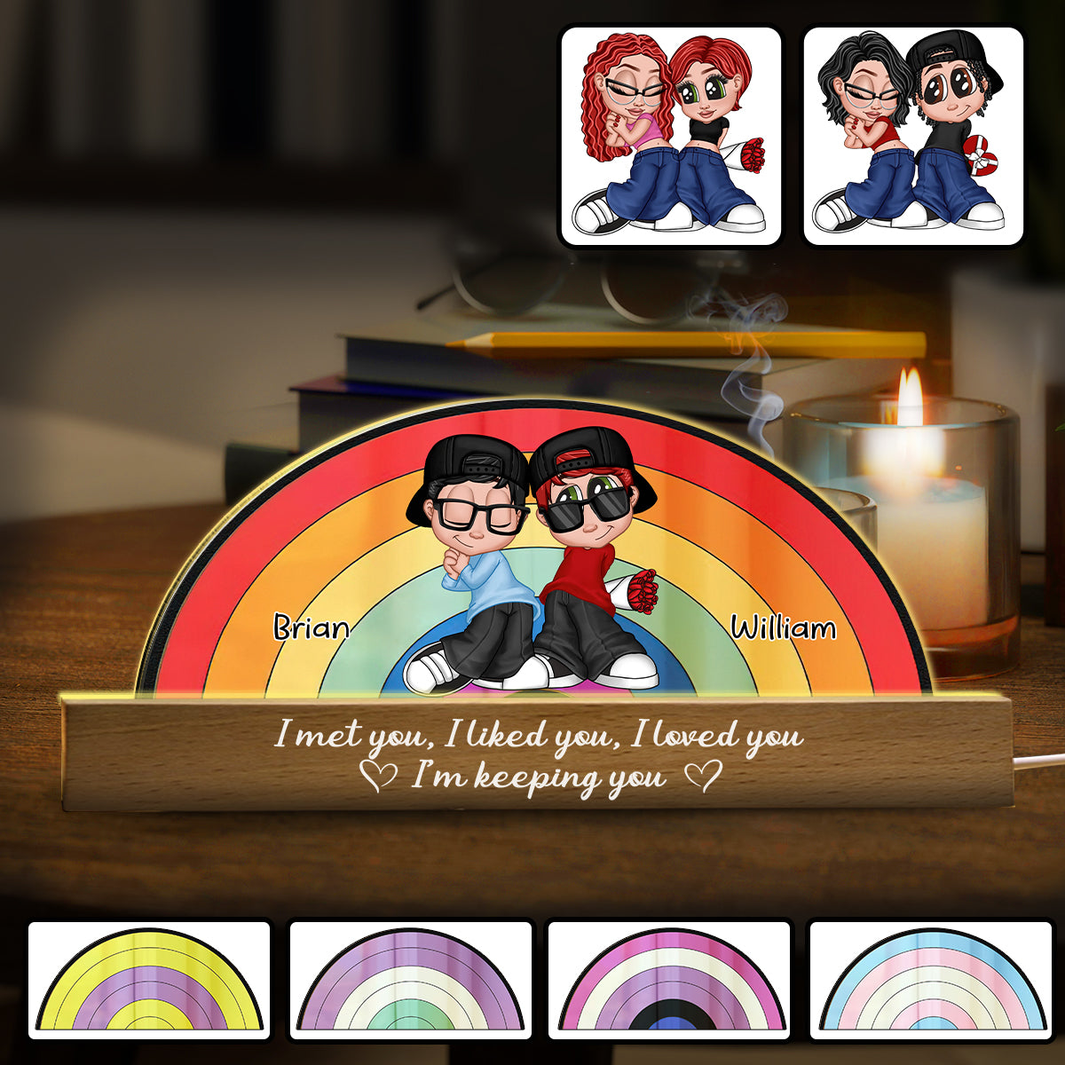 Je t'aime et je t'apprécie - Veilleuse LED personnalisée pour le soutien LGBT