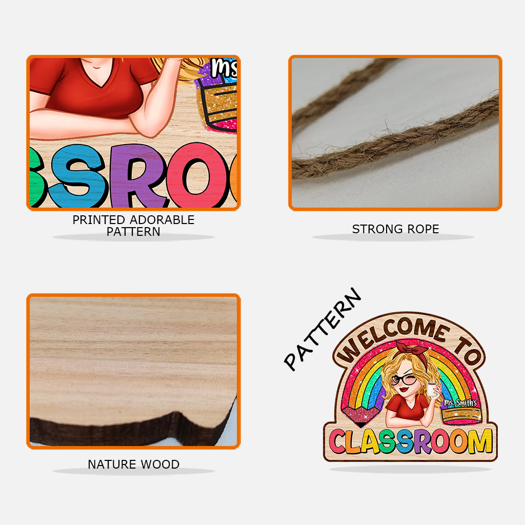 Panneau en bois personnalisé « La vie d'enseignant » avec des paillettes arc-en-ciel - Panneau en bois sur mesure « Enseignant »